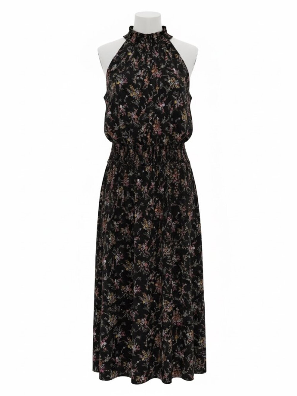 Express Black Floral Halter Midi Dress